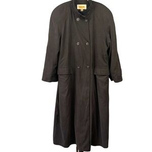 Vintage Talbots Classic Full Length‎ Black Trench Coat Size 10 Removable Lining